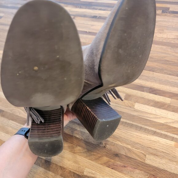 Arturo Chiang Suede Boots Reiden Fringe Tan Ankle Leather Taupe - Picture 12 of 12